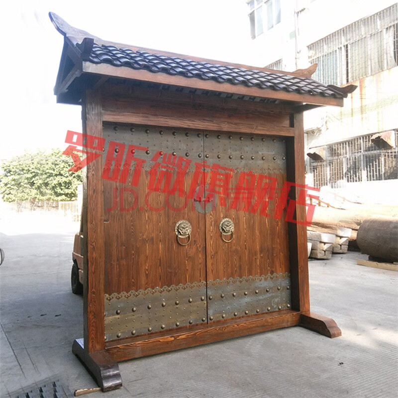 实木大门中式仿古进户双开大门别墅庭院堂屋大门酒店会所榆木门 款式4