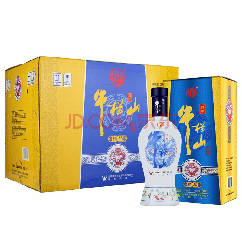 北京牛栏山白酒浓香型百年精品38度500ml6整箱