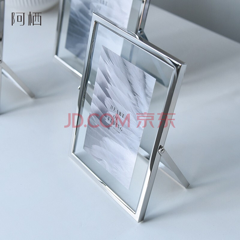 阿栖双面玻璃金属相框摆台透明夹层轻奢镜面水晶洗照片相册框5寸6寸7