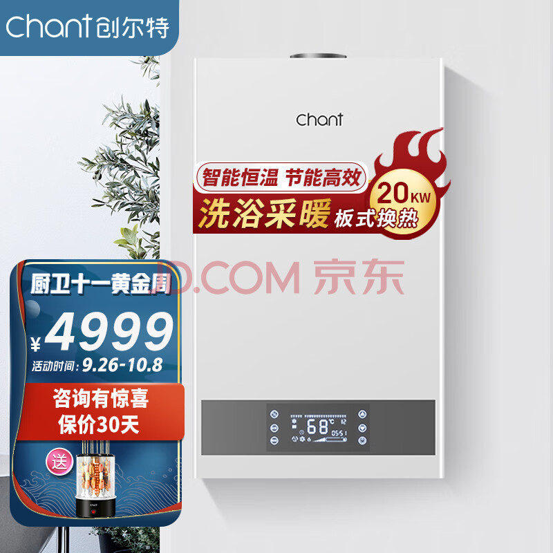 20kw洗浴供暖气热水器两用家电 板式换热燃气采暖锅炉天然气高配款