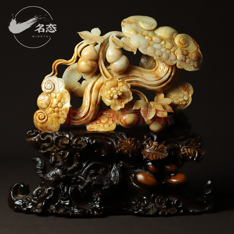 名态天然玉石吉祥如意摆件岫玉花玉精雕精品玉雕乔迁之喜搬家生日礼物