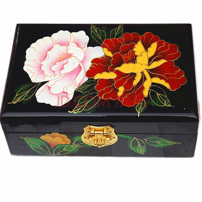 平遥漆器首饰盒平遥推光漆器结婚首饰盒三金红色木质彩礼梳妆盒中式