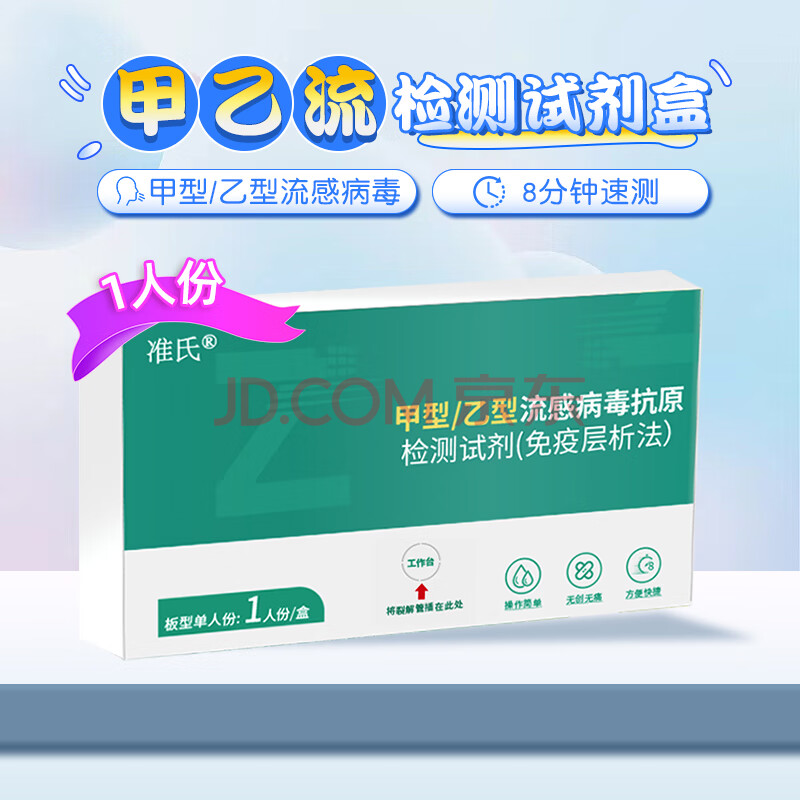 准氏甲流乙流支原体试剂盒三合一流感支原体检测肺炎流感感冒呼吸道 1人份