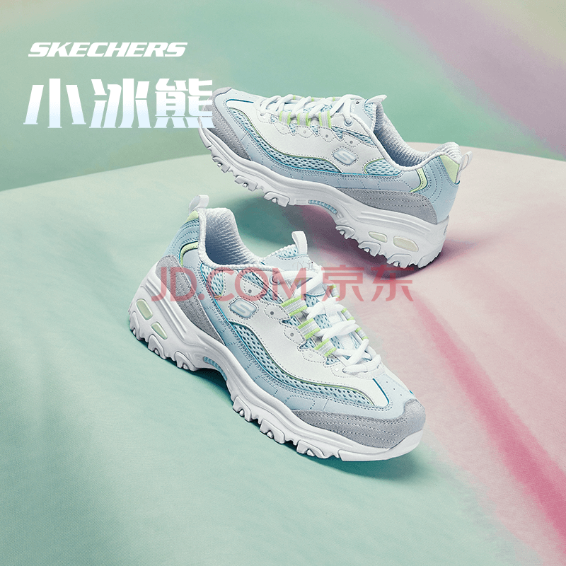 斯凯奇（Skechers）小冰熊丨女子老爹鞋春夏厚底增高百搭熊猫鞋运动透气跑步休闲鞋潮 薄荷气泡冰/LTBL (建议拍小半码 39