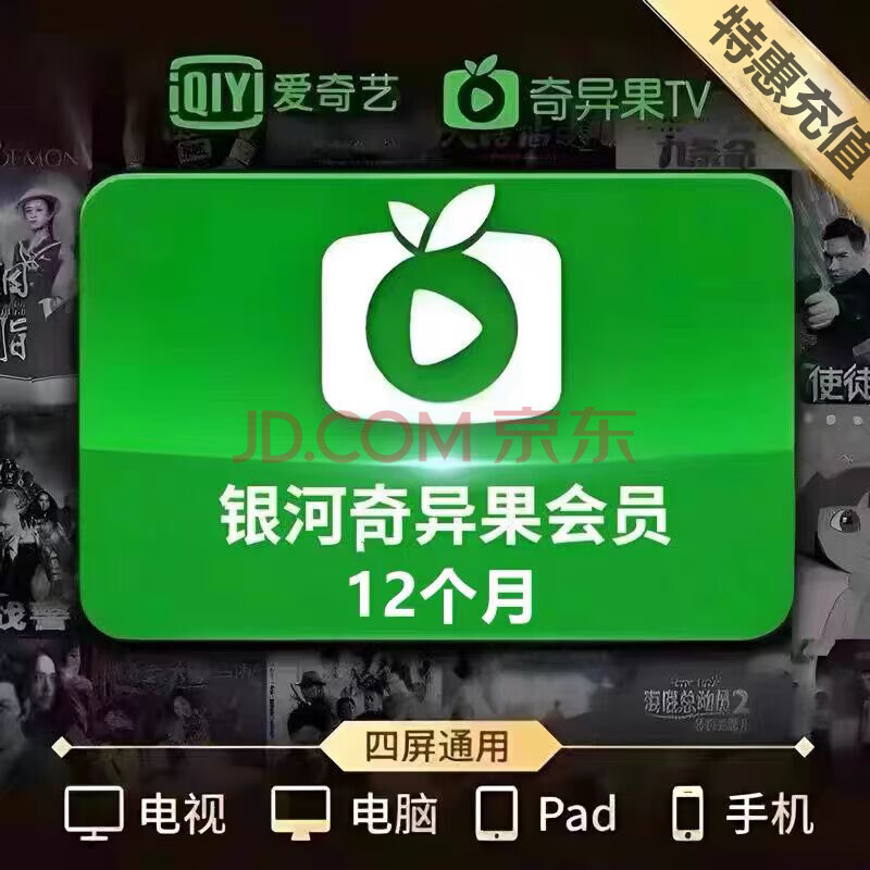 爱奇艺白金VIP会员年卡12个月 支持电视端【需下载银河奇异果使用】输入手机号充值 爱奇艺白金年卡会员（支持电视）下奇异果