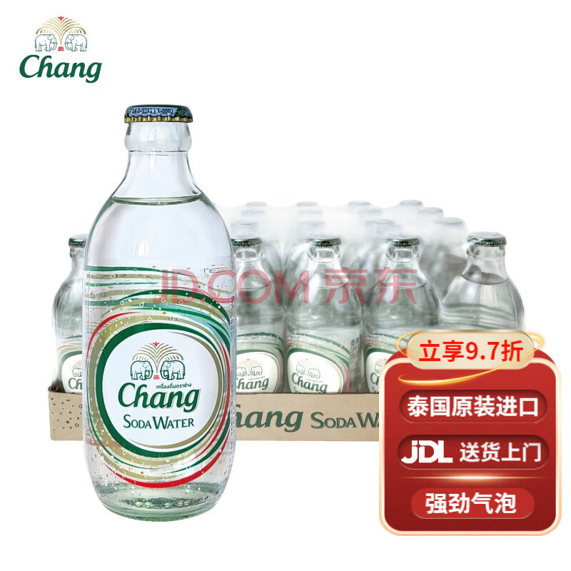 泰象（Chang） 泰国原装进口 苏打水原味325ml*24 玻璃瓶经典气泡水无糖整箱装 原味 325ml*24 玻璃瓶