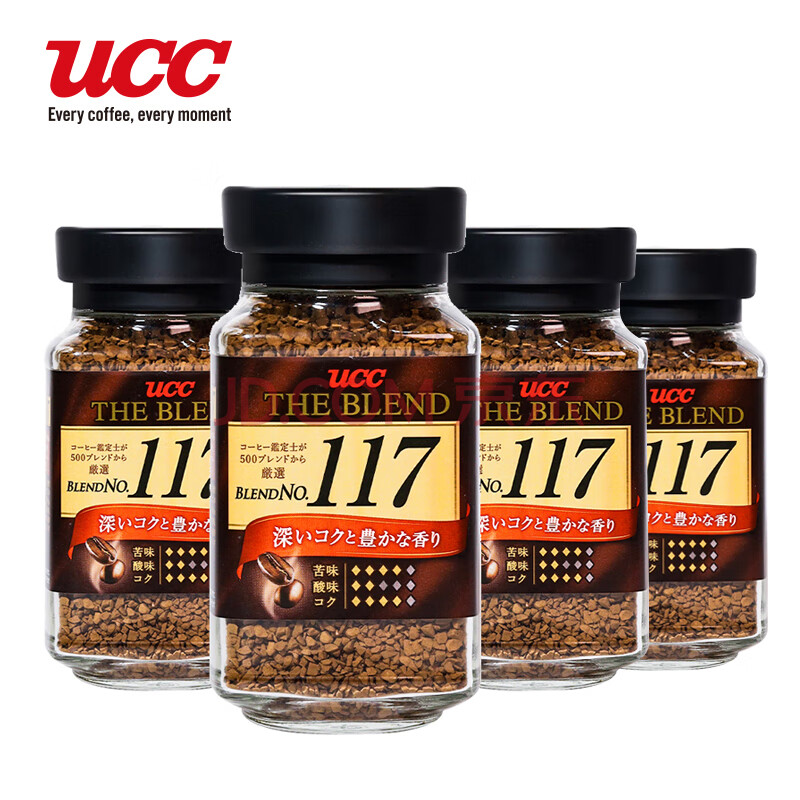 悠诗诗（UCC）117咖啡粉多罐装 经典香醇进口美式黑咖啡 117四瓶装360g