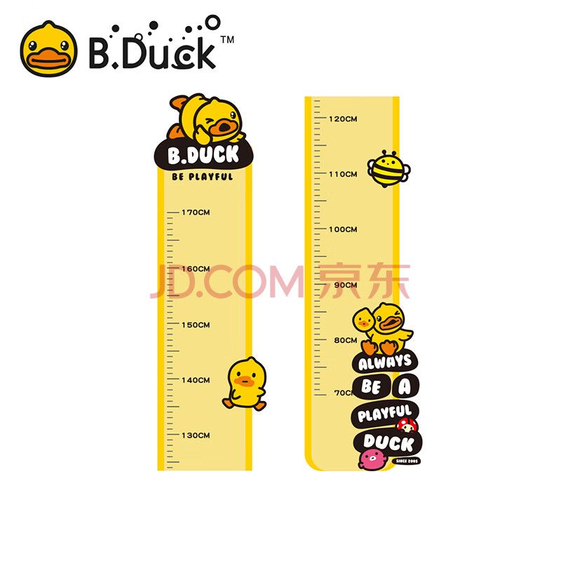 B.Duck小黄鸭儿童身高墙贴家用宝宝房间测量身高贴纸自粘不可移除 均码