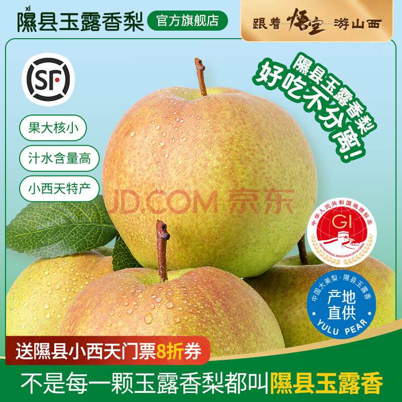 隰县玉露香梨 【顺丰】整箱香梨当季水果山西隰县小西天特产 孕妇水果送礼 9粒大果（净重5-6斤）单果80+mm