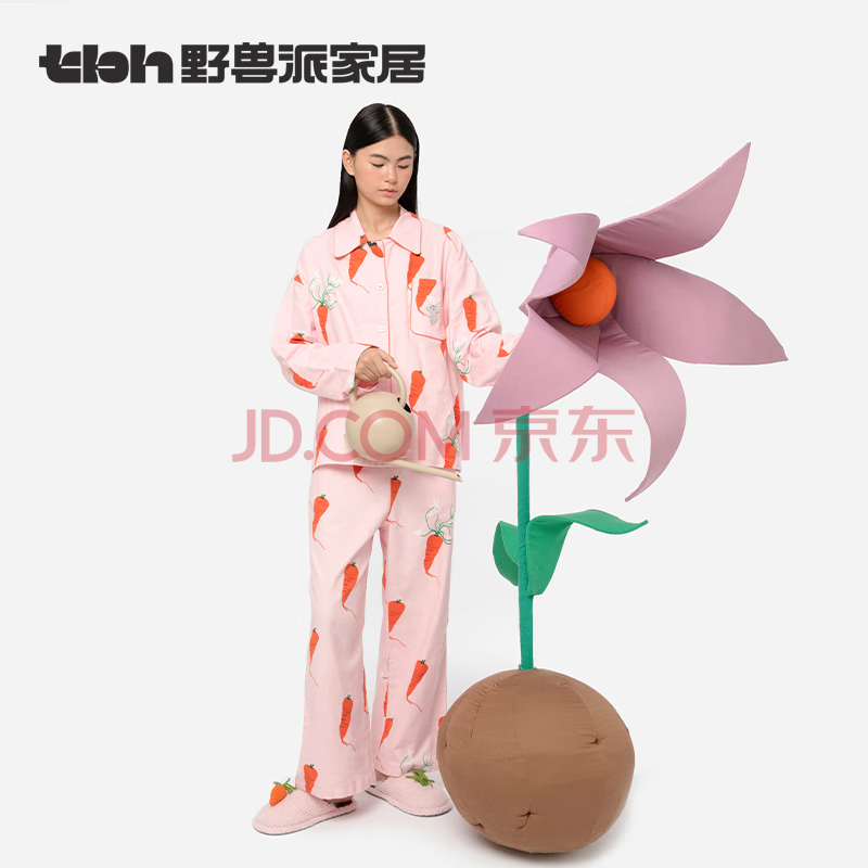 野兽派家居（tbh）大象出走磨毛全棉家居服可外穿四季情侣睡衣女 萝卜 S