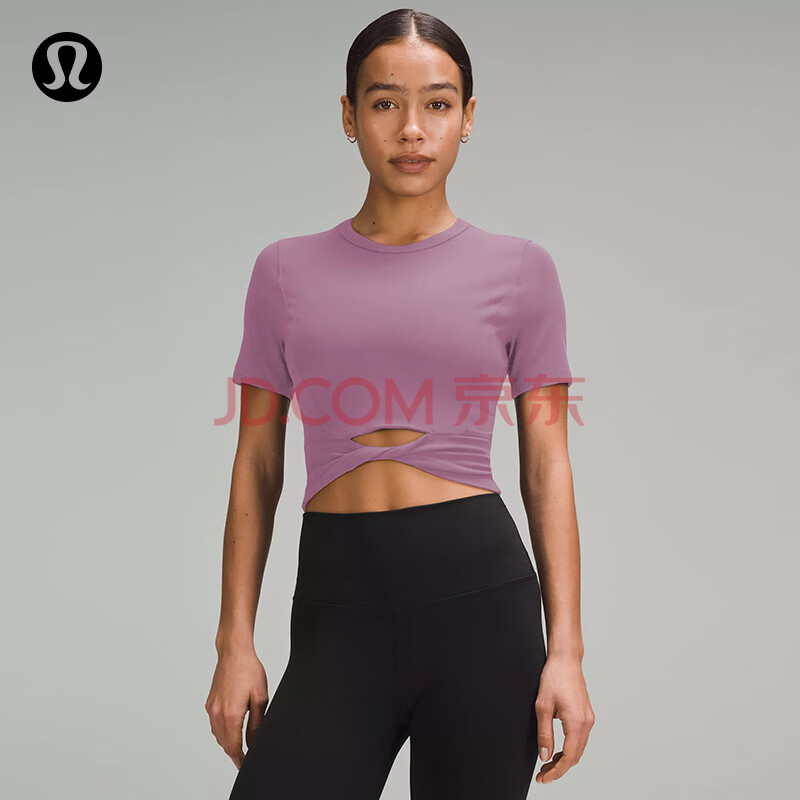 lululemon丨Cropped Nulu™ 女士短款下摆扭结短袖 T 恤 LW3IF1S 紫罗兰色 S /6