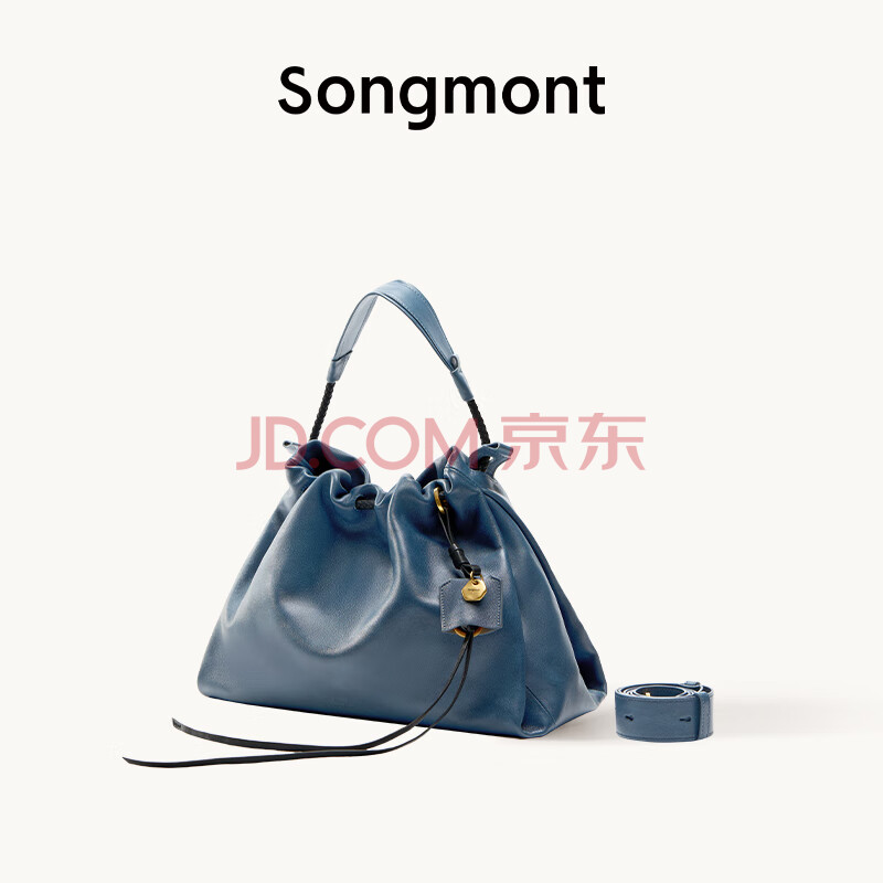 Songmont【文淇同款】山下有松百纳托特包大容量垃圾袋通勤流浪包 牛仔蓝+烦尽牌包挂小号 现货