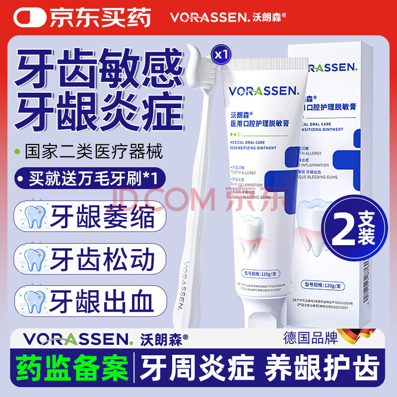 沃朗森脱敏牙膏状抗过敏感含氟护龈固齿牙龈萎缩医用修复出血肿痛牙周炎