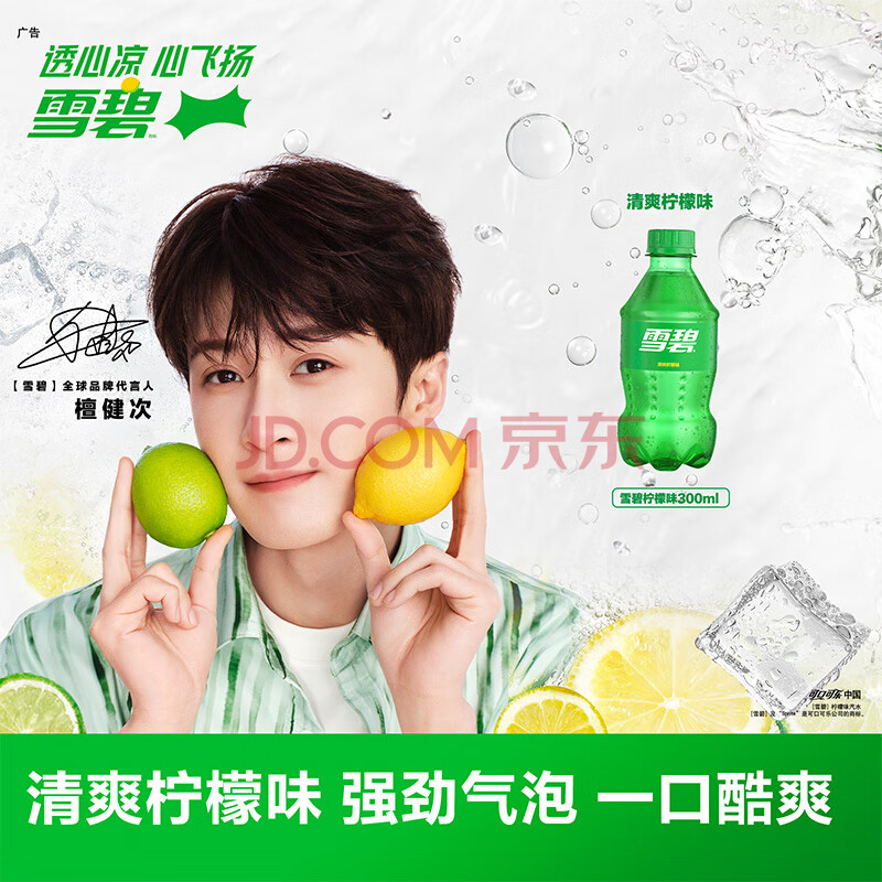 可口可乐（Coca-Cola）檀健次代言 雪碧 Sprite柠檬味汽水碳酸饮料300ml*24瓶 整箱装
