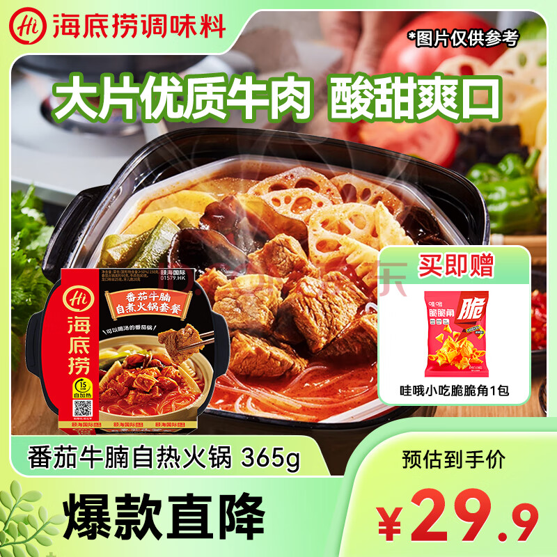 海底捞自热火锅方便速食滑雪出游番茄牛腩自煮火锅免煮速食365g