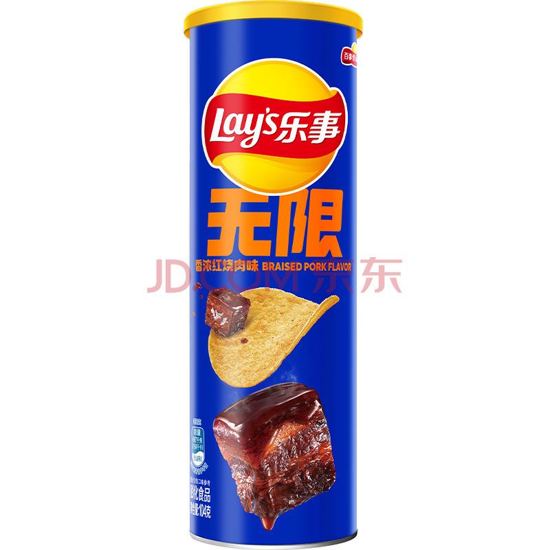 乐事（Lay's）无限薯片 香浓红烧肉味 104g 罐装 膨化食品 零食 休闲食品
