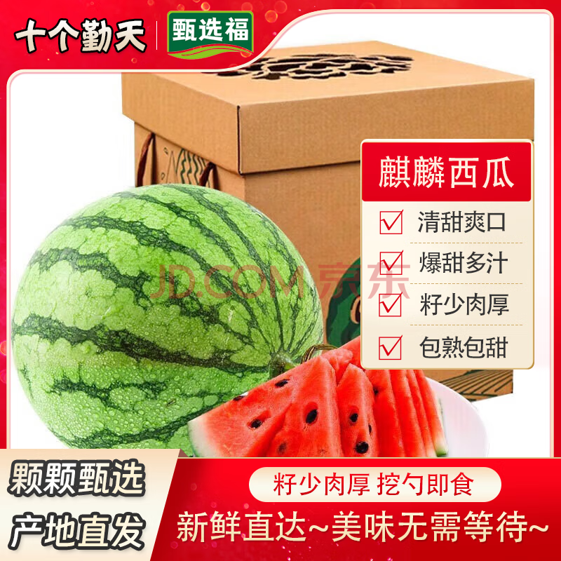 正宗云南美都头茬麒麟西瓜 新鲜水果冰糖脆甜薄夏季生鲜沙瓤瓜 特级麒麟西瓜丨净重4-5斤装 有籽/无籽随机发货