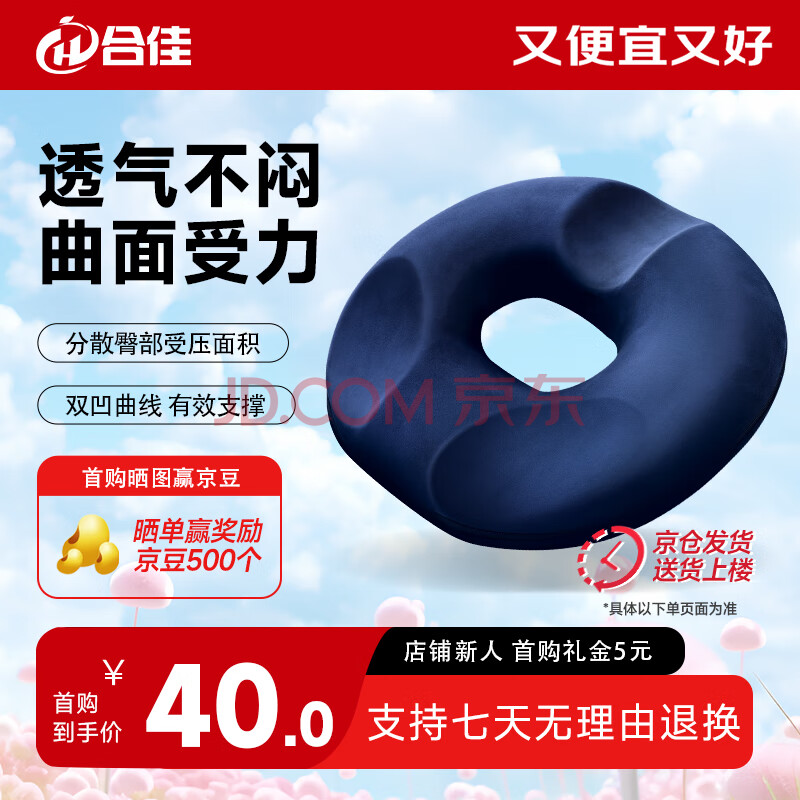 合佳 防痔疮坐垫夏季学生尾椎骨骨折孕妇术后产后屁垫中空透座椅垫子