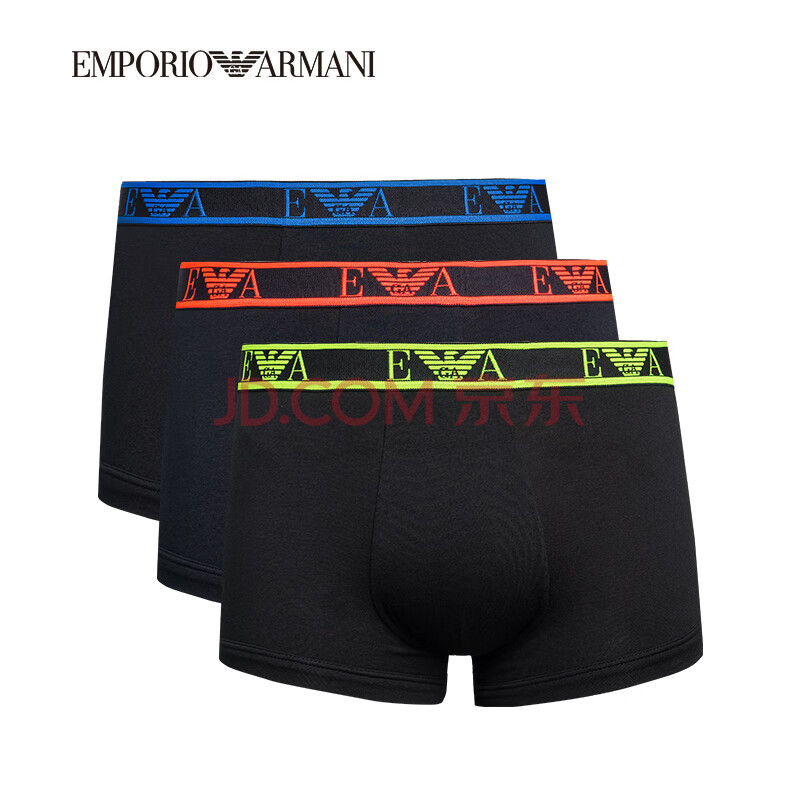 armani underwear阿玛尼奢侈品19春夏新款男士三件装透气平角内裤