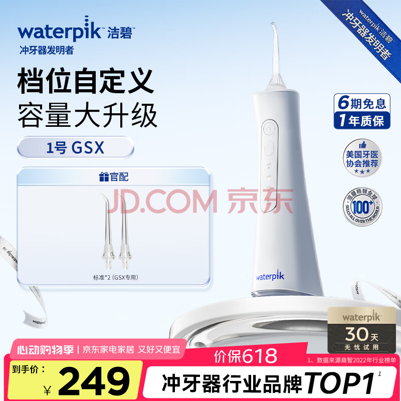 洁碧（Waterpik）手持便携式电动冲牙器水牙线洗牙器洁牙机清洁口腔预防牙结石GSX【独家新品】三八节女神礼物
