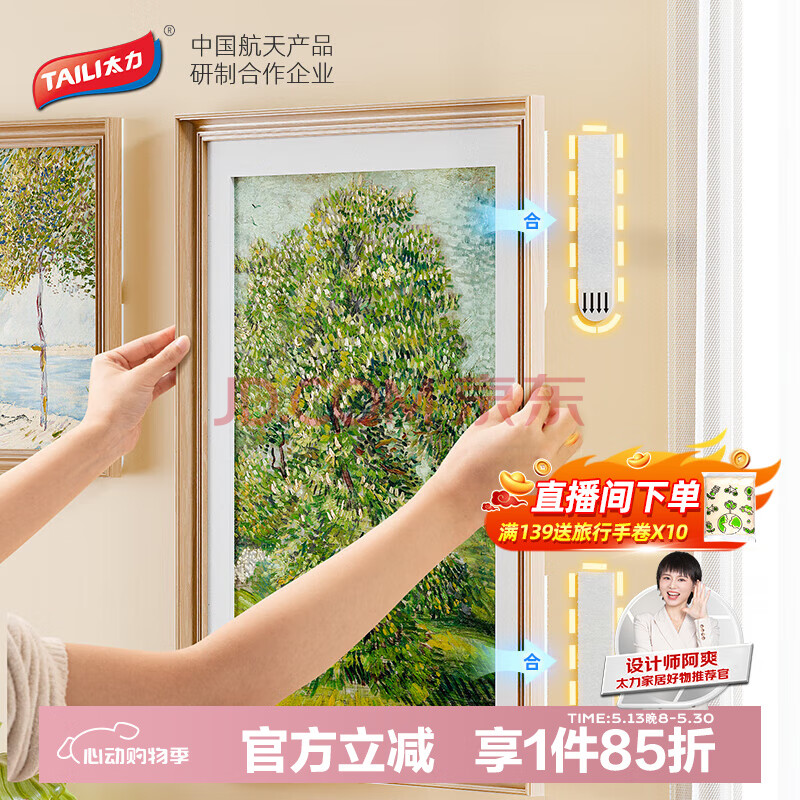太力魔术贴无痕相框挂钩挂画神器免打孔婚纱照片墙魔力扣 10对组合装