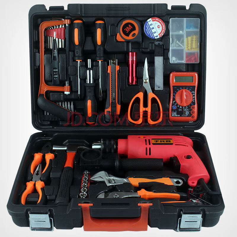 组合工具家用工具套装五金工具箱电工木工维修手动工具组套 冲击钻