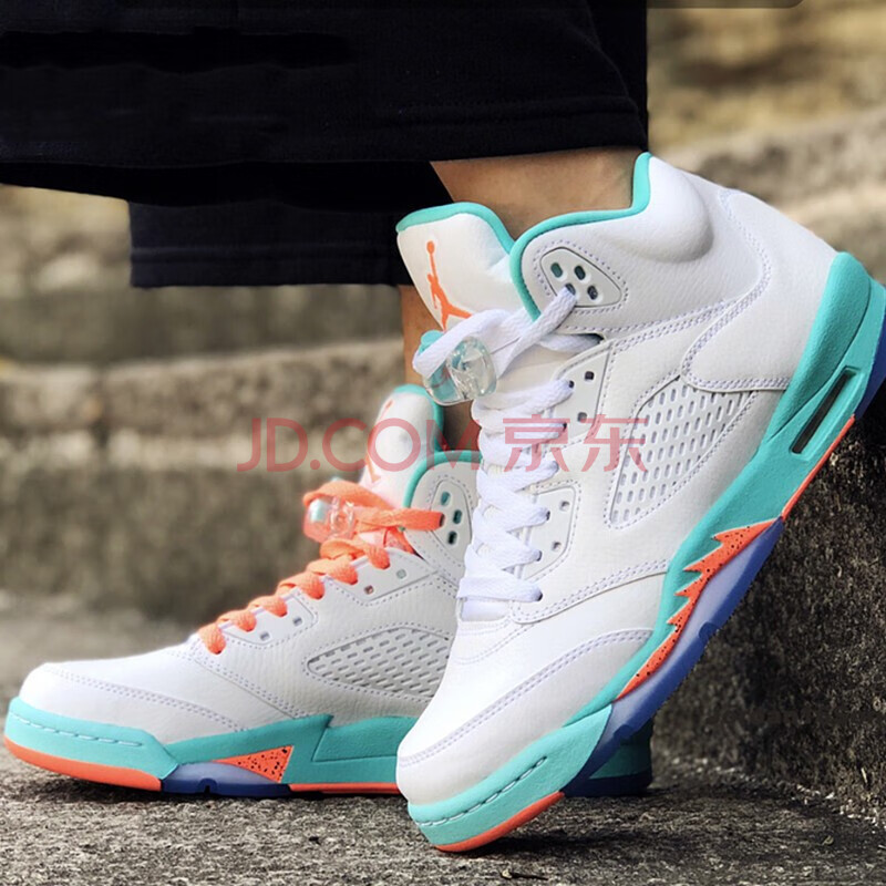 nike耐克2019春季新款 air jordan 5 aj5女鞋白橙湖水蓝奥运白金篮球