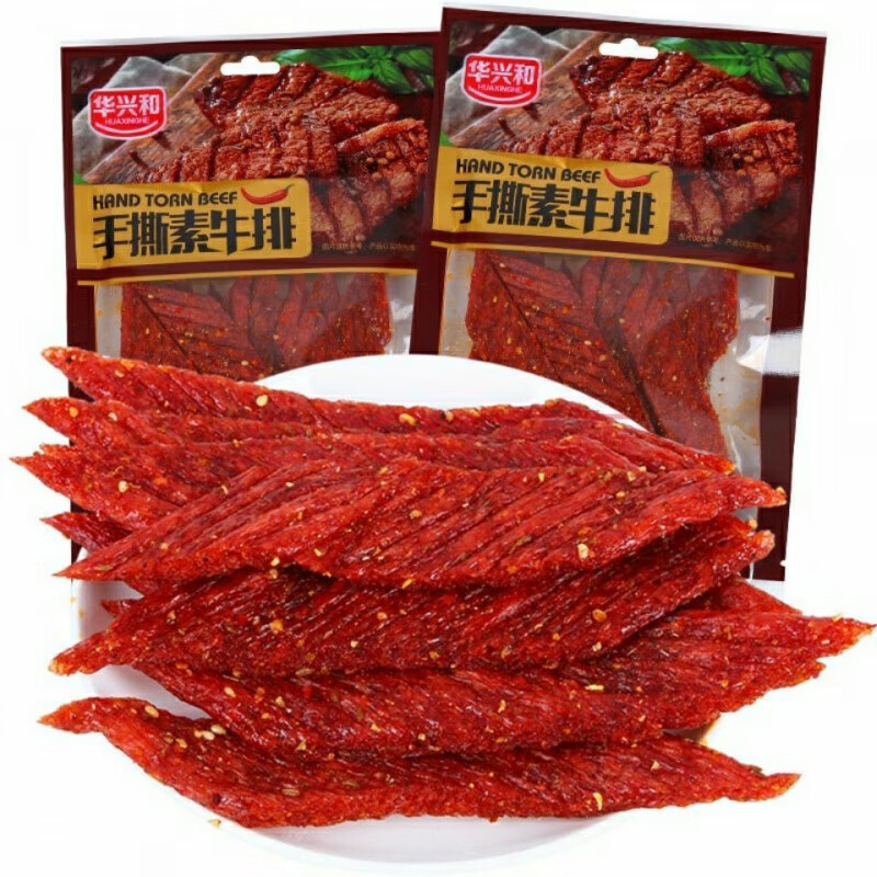 华兴和手撕素牛排辣条100g/袋麻辣味8090后儿时经典怀旧零食小吃 手撕