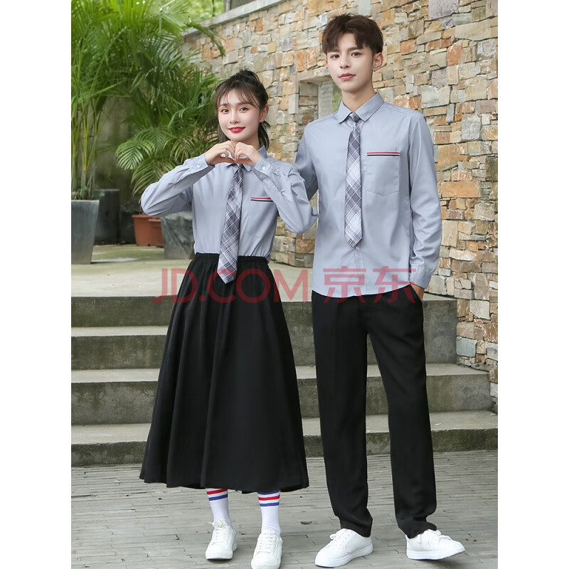 dk制服 一套日系校服学院风jk制服初中高中生毕业班服套装 男生条纹灰