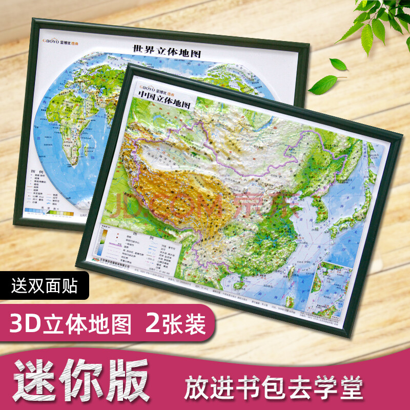 莫里尼图书【迷你3d】中国和世界立体地图全新2019年版中小学地理学习