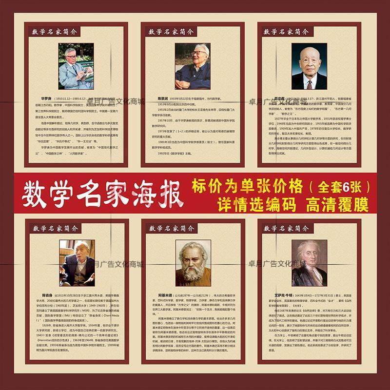 科学家数学家物理学家化学家教育家名人头像画挂图墙贴画海报 相纸 24