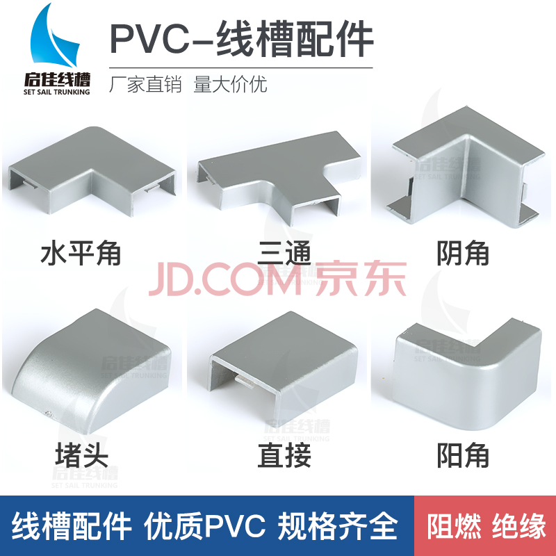 pvc线槽配件铝合金不锈钢堵头直接90度角三通阴角阳角