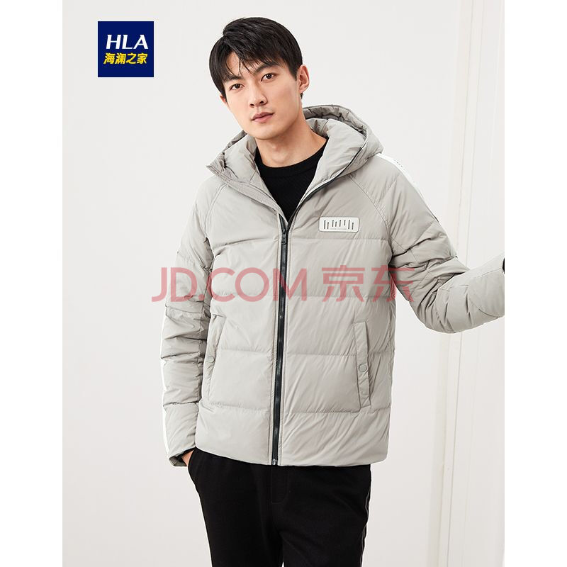 hla海澜之家羽绒服2019冬季新品休闲连帽简约净色微弹外套hwraj4r001a