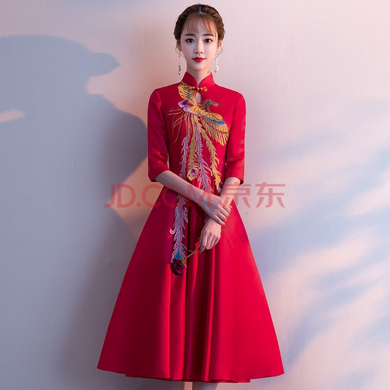 敬酒服新娘2020结婚新款春夏季红色中式中国风旗袍回门服晚礼服裙女