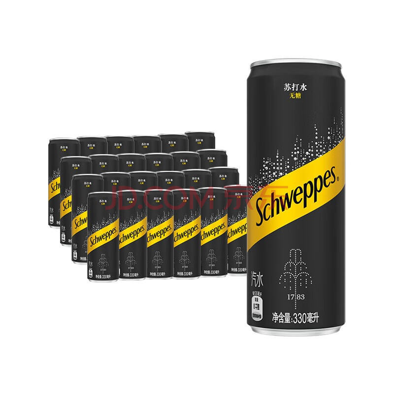 可口可乐（Coca-Cola）怡泉苏打水原味柠檬味汽水0糖0卡气泡水饮料整箱装 可口可乐出品 原味330ml*24罐