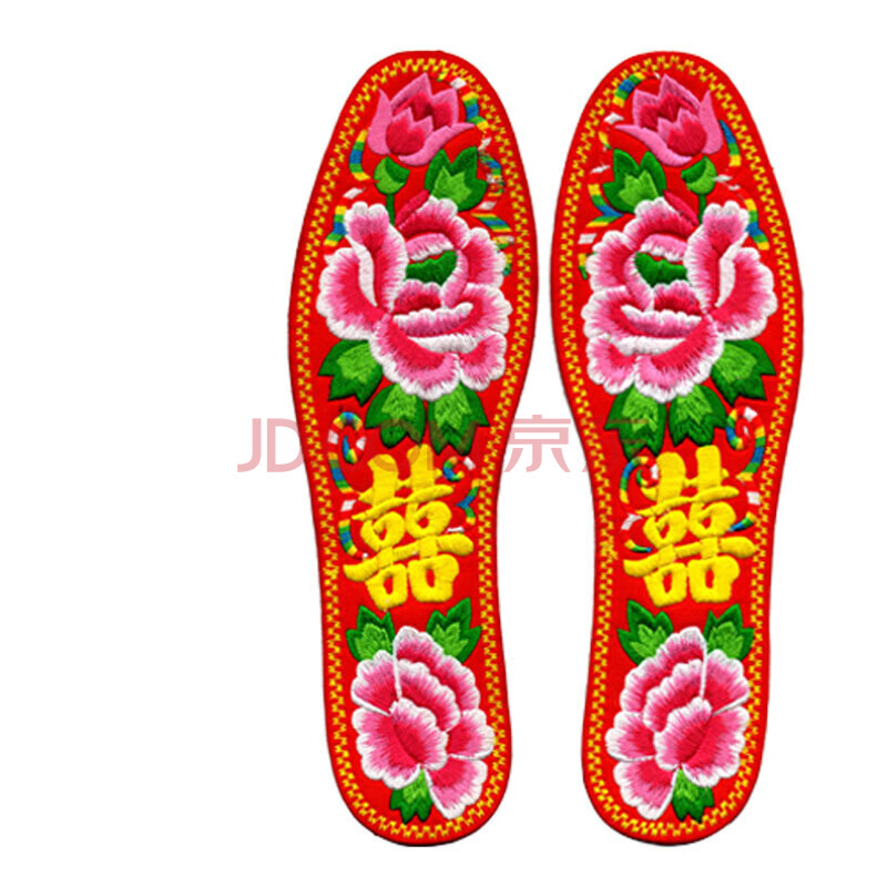 锈花鞋垫 十字锈纯手工制作绣花鞋垫成品男女结婚红透气防臭鞋垫夏季