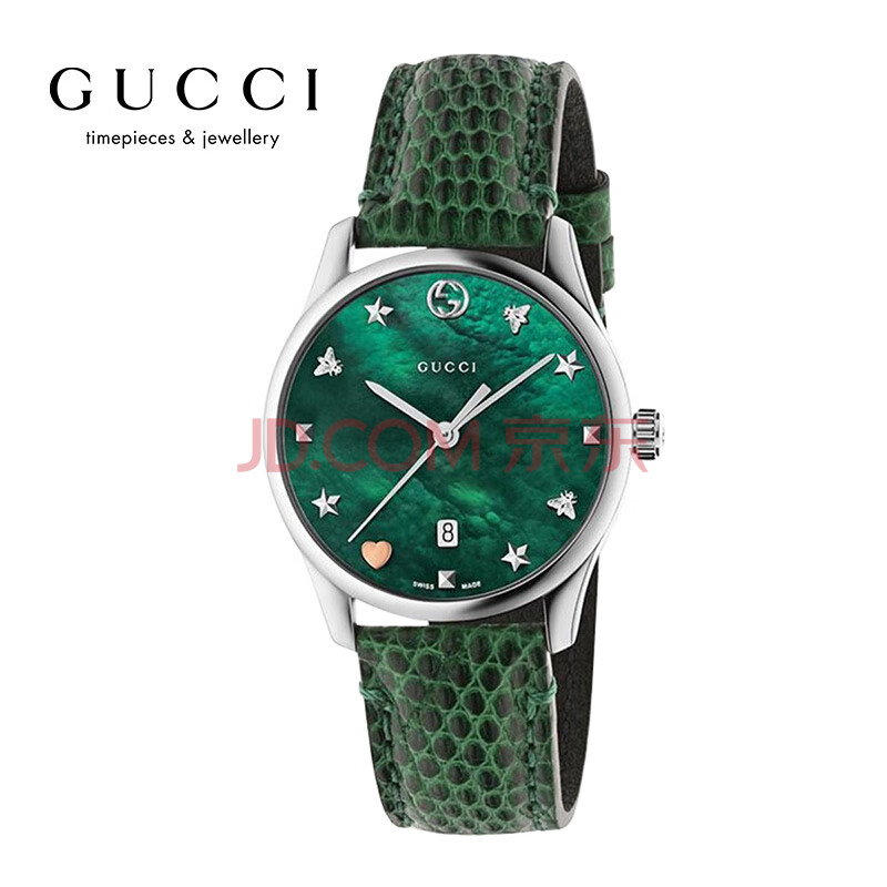 (gucci)g-timeless系列女士手表 珍珠贝母表盘 绿色 石英女表 29mm ya