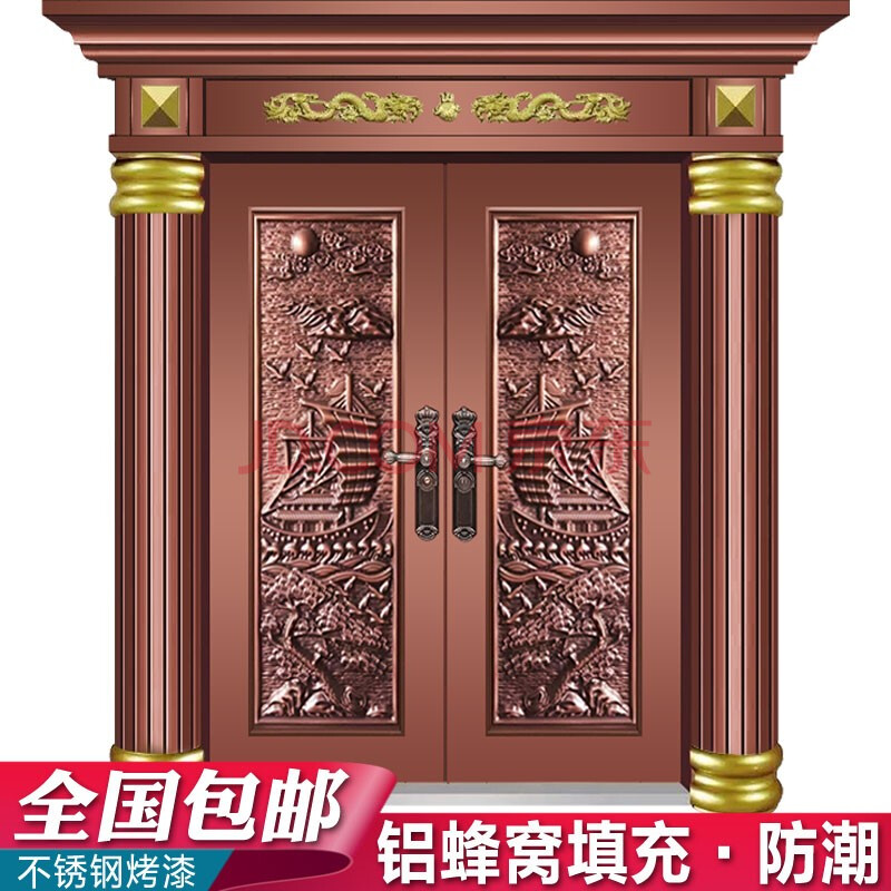 正宗304不锈钢门防防盗门双开大门烤漆罗马柱农村进户入户大门不锈钢