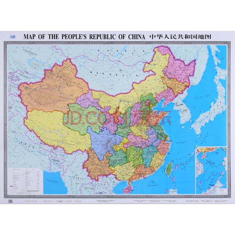 【划区】中华人民共和国地图 中国地图 中英文对照地图 2016新 1.5*1.