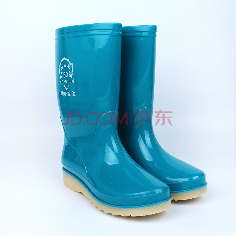 女士三防PVC膠鞋勞保工礦水靴膠靴耐油雨靴廚房雨鞋 蘭色 36