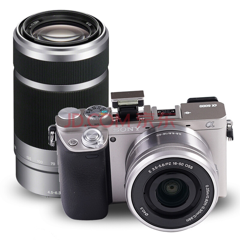 索尼(sony)ilce-6000l/a6000 微单数码相机 银色双头套机(16-50 55