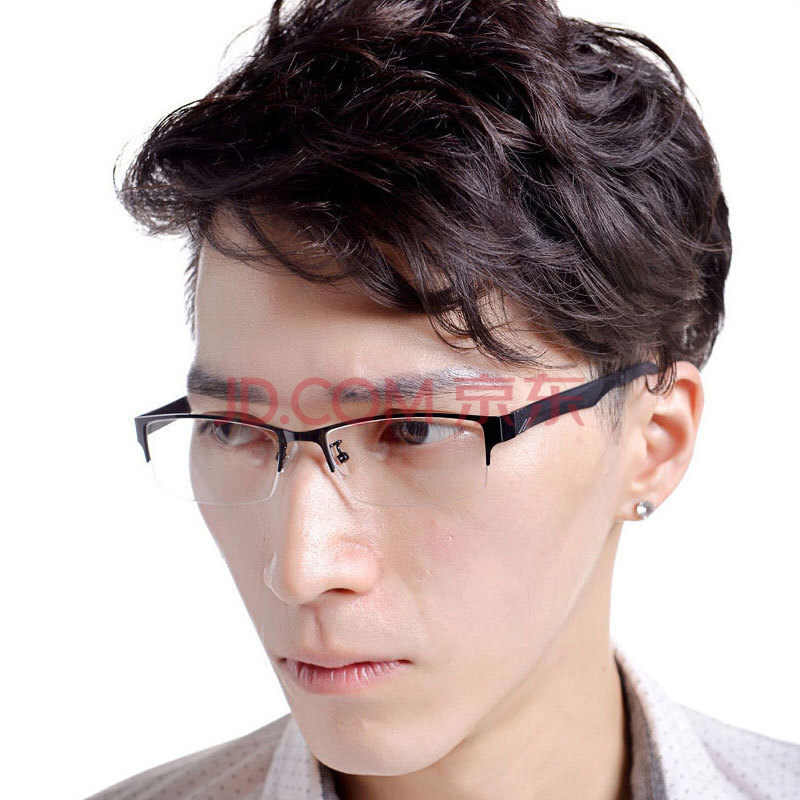 商务休闲眼镜框男士半框眼镜框简约金属眼镜框架防辐射眼镜可配近视