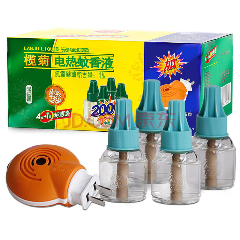 榄菊 无香型电热蚊香液45ml/瓶*4(200晚) 加热器