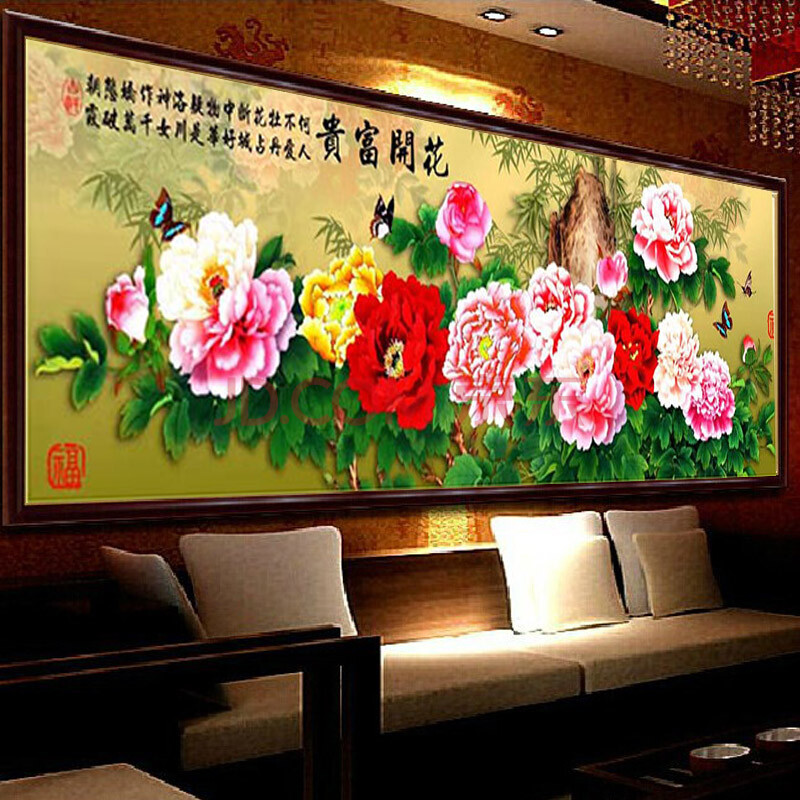 月光钻5d钻石画十字绣花开富贵圆钻满钻钻石绣蝶恋花新款3d客厅贴钻画