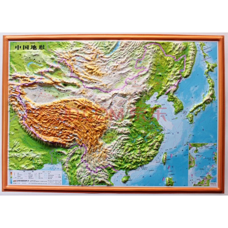 中国地形图 凹凸立体地形图 54*37厘米 立体地图直观的展示中国的地形