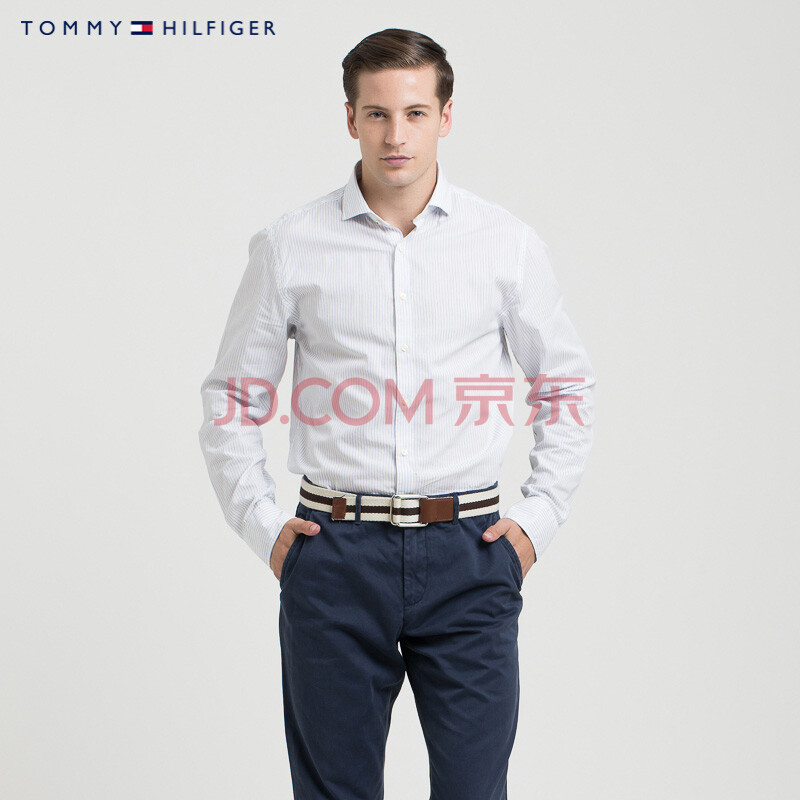 tommy hilfiger 品牌logo长袖衬衫(纽约版) | 0887879081lf 100蓝白