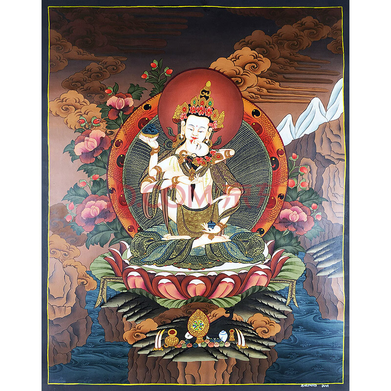 尼泊尔唐卡画师surendra lama作品彩绘描金金刚萨埵双身像唐卡(编号