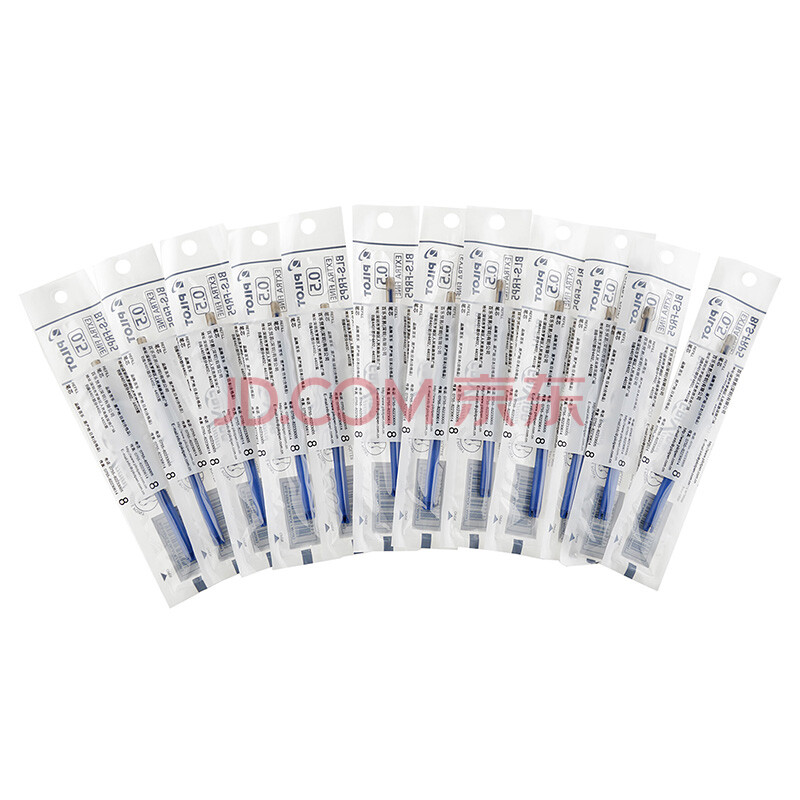 百乐(PILOT)可擦中性笔替芯热可擦针管水笔芯 黑蓝色 0.5mm 12支装 BLS-FRP5-BB