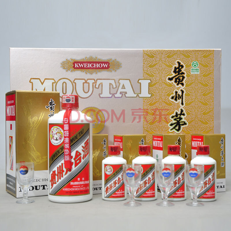 飞天茅台酒一拖四礼盒2002年 53度500ml*1瓶 50ml*4瓶