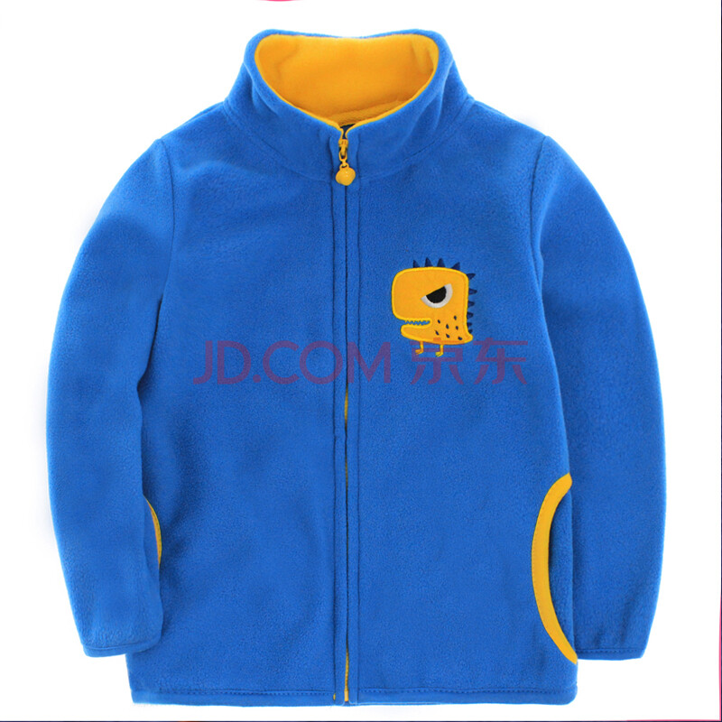 诗文特童装新款2015秋装外套 男童贴布绣立领摇粒绒外套儿童抓绒保暖